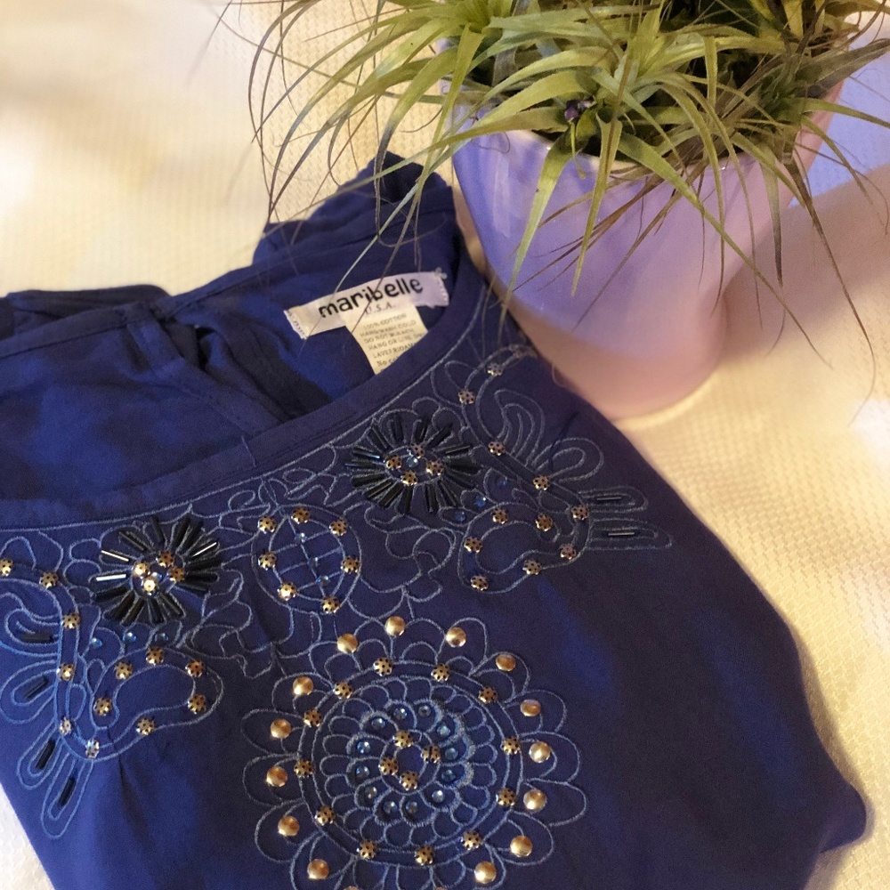Maribelle Periwinkle Blue Top W/ Sequin.